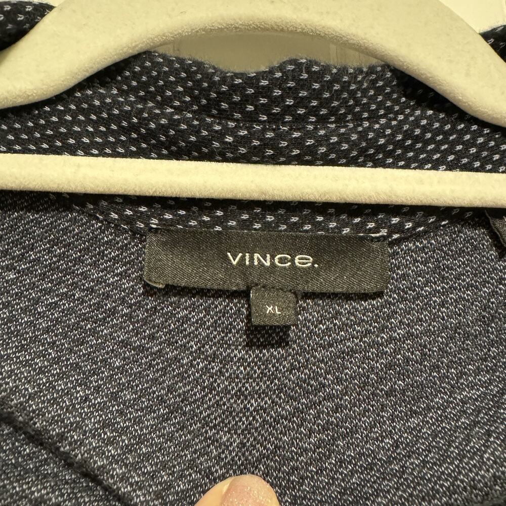 Vince Navy Blue Jacquard Knit Short Sleeve Button Up Mens XL - Picture 3 of 5